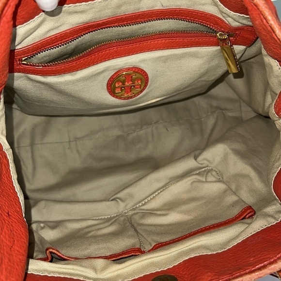 Tory Burch Amanda Orange Salmon Leather Satchel Shoulder Crossbody Bag - Picture 16 of 16